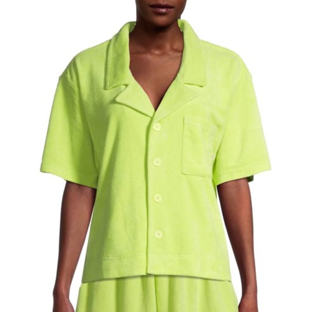 Kendall and Kylie Neon Green Terry Cloth Polo